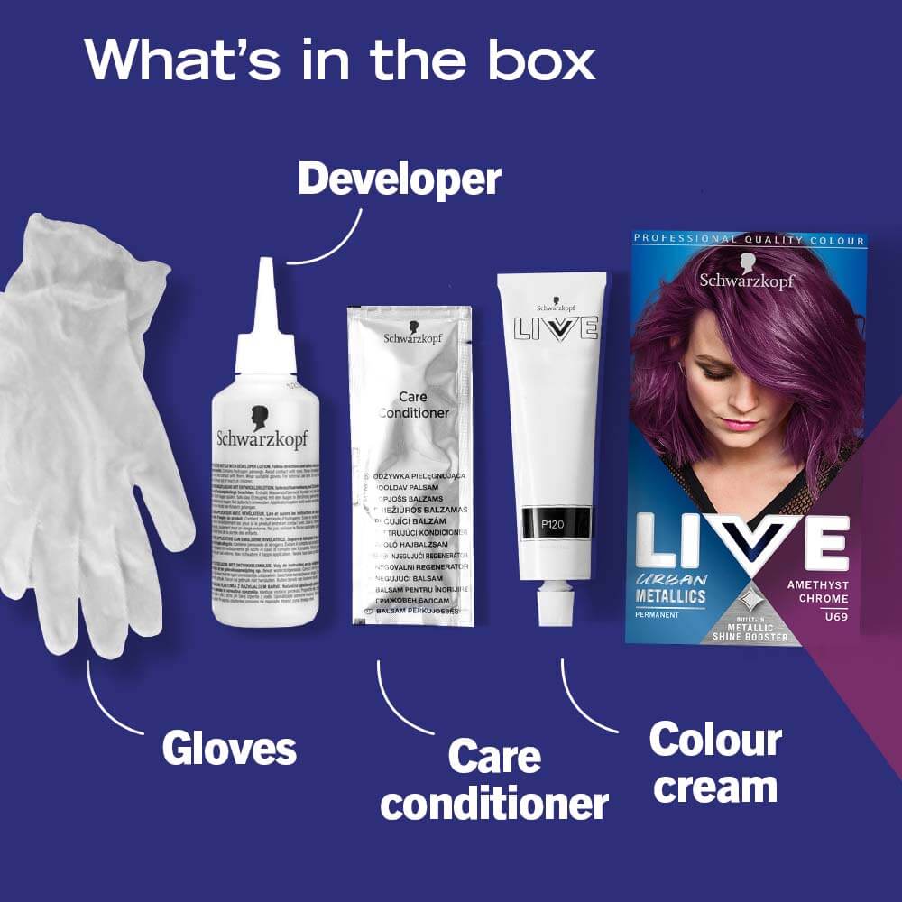 Schwarzkopf Live Intense Colour Permanent Hair Dye U69AMETHYST CHROME - Image 6