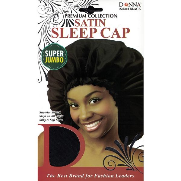 Donna Premium Collection Satin Sleep Cap Super Jumbo - Black - 22242