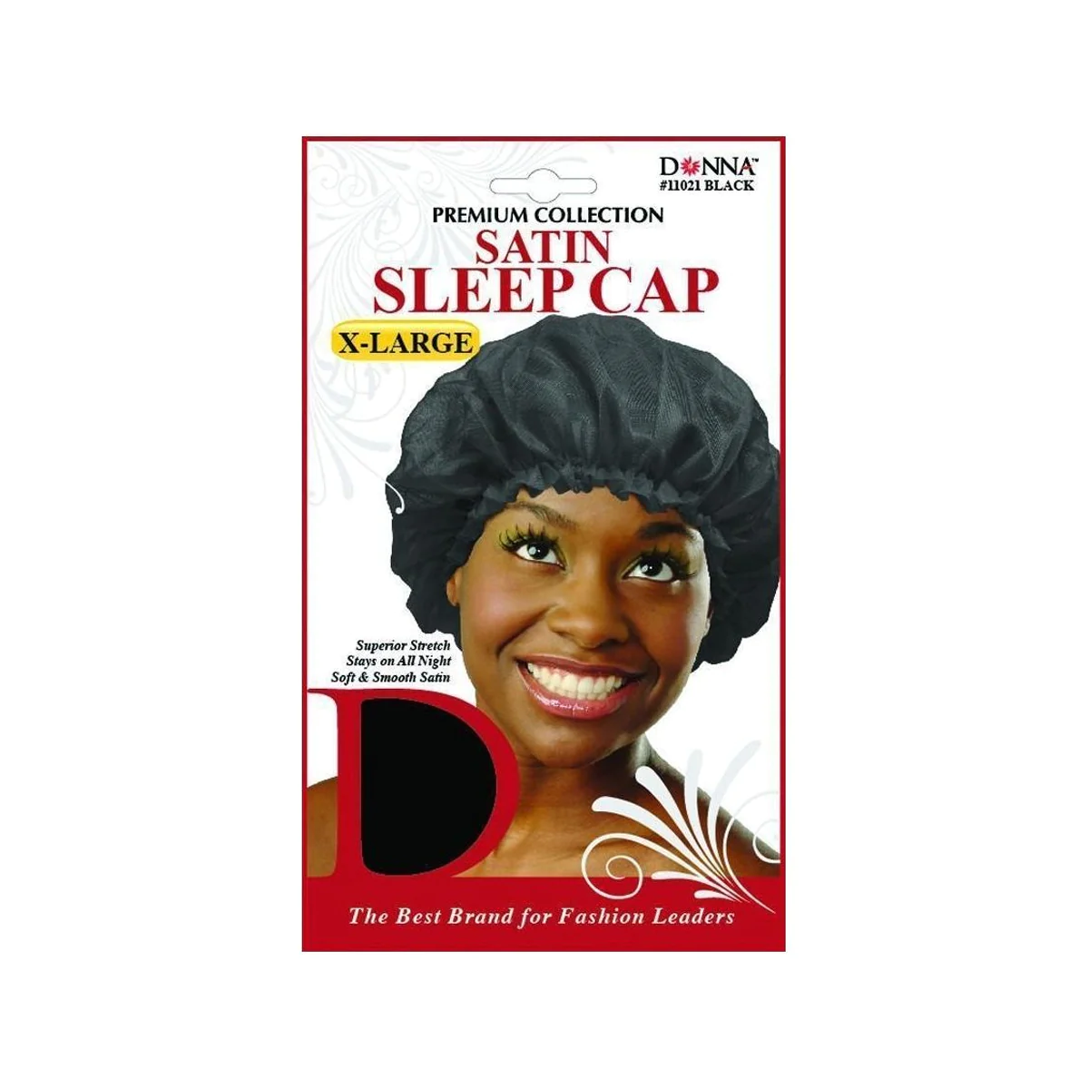 Donna Satin Sleep Cap X-Large, Black